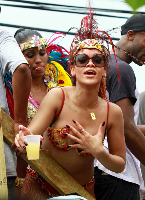 Rihanna returns to her hometown to take part in a Kadooment Day parade which was held in Barbados on August 1, 2011

Rihanna: Super Sexy for Kadooment Day Parade!

Rihanna wears a barely there bikini for a Kadooment Day parade held on Monday (August 1) in Barbados.

The 23-year-old singer arrived back in her hometown over the weekend after wrapping up the North American leg of her Loud tour.

FYI: Kadooment Day is the final day of the Crop Over traditional festival, which historically celebrated the end of the sugar cane harvest. Thousands of Barbadians join different bands with members dressed in elaborate costumes!