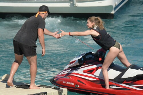 Gigi Hadid enjoy her sunny day on a Jet ski in Mykonos, Greece - Bikini Body And Hot Long Legs & Sexy Ass - July 2, 2018