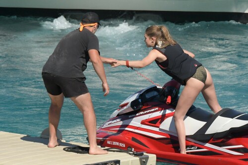 Gigi Hadid enjoy her sunny day on a Jet ski in Mykonos, Greece - Bikini Body And Hot Long Legs & Sexy Ass - July 2, 2018