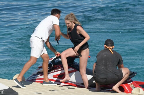 Gigi Hadid enjoy her sunny day on a Jet ski in Mykonos, Greece - Bikini Body And Hot Long Legs & Sexy Ass - July 2, 2018