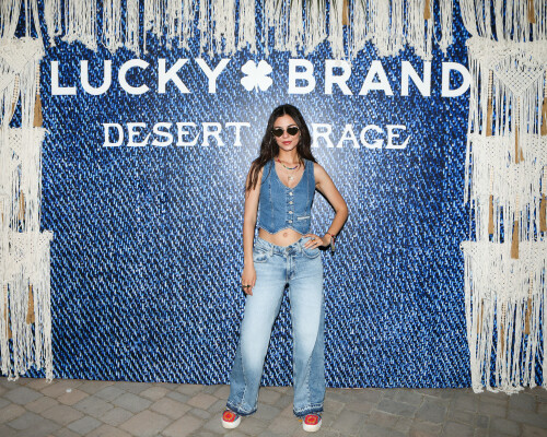 Victoria Justice At The Lucky Brand Desert Mirage, Palm Springs, USA - April 15 2023

Her Style: Lucky Brand Lucky Legend Indigo Denim Vest + Lucky Brand Low Rise Super Wide Leg + Lucky Brand Curla Crochet High Top Sneaker