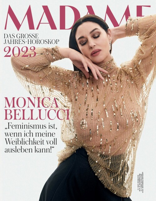 Monica Bellucci - Madame Magazine - January/February 2023

Monica Bellucci: "I'm not obsessed with my weight, I've always been a curvy woman"

Monica Bellucci poses for the new cover of the German magazine MADAME in a stunning transparency proving that femininity has no age. The 58-year-old beauty remains undeniably one of the most glamorous women in the entire world and is adored for her sophistication and beauty by millions.

The Italian woman with the incomparable charm spoke to the German magazine about femininity, feminism, as well as the clichés in beauty standards.

"Feminism for me means being able to feel comfortable with my femininity," the actress said, among other things.

At another point in the interview, she talked about her weight and the relationship she has with her body.

"I'm not obsessed with my weight. I've always been a curvy woman, never thin, that's my nature. And I want to grow old peacefully. When you are 50 or 60 you don't have the same needs as when you were 20," she said.

"The big change comes when you have children. You stop being the centre of attention and come second. This gives us another perspective," Bellucci continued.

As she made it clear, she is not willing to waste her years following strict and exhausting diets, nor will she spend loads of time in the gym, all just to have a permanent anxiety about her image.

Of course, she loves herself and takes care of herself, doing pilates to keep in shape, and just watching her diet for a few days if she feels like she's gone beyond what she considers 'ideal'.

The actress confessed that she now sees the passage of time as something that has a positive impact on her life.

"There are many different moments in one's life. When you are young, you have the beauty of youth, the beauty of a biological moment in your life. But life goes on," the Italian beauty said.

Monica Bellucci is the mother of two daughters, 18-year-old Deva and 12-year-old Léonie, whom she had with her ex-husband, Vincent Cassel.

Although the couple has been separated since 2013, they maintain a very good relationship for the sake of their children.

"We have been separated for many years, but when you are a parent, you are a parent forever. It is beautiful to have a good relationship for our children. We meet whenever we can," said the Italian actress.

greekcitytimes.com