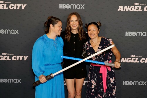 Natalie Portman - HBO Documentary Films' Series 'Angel City' Premiere in West Hollywood - May 4, 2023

Natalie attended HBO Documentary Films’ Series “Angel City” Los Angeles Premiere at Pacific Design Center in West Hollywood, California on May 4, 2023. Kara Nortman and Julie Uhrman, the co-founders of the team and the vast majority of the players also walked the red carpet with her.

Natalie Portman Walks Pink Carpet for Angel City Premiere

On Thursday, May 4, 2023, HBO hosted the red carpet premiere for the highly anticipated documentary series, ANGEL CITY, at the Pacific Design Center in Los Angeles. Executive producer and Angel City Co-Founder Natalie Portman attended, along with director Arlene Nelson, executive producers Elizabeth Chai Vasarhelyi, Christine O’Malley, Anna Barnes, Sophie Mas, and co-producer Michaela Celella.

Angel City Football Club attendees included Angel City FC Co-Founder and President Julie Uhrman, Co-Founder Kara Nortman, Angel City FC star players Christen Press, Sydney Leroux, and Simone Charley, Angel City FC manager Freya Coombe, National Women’s Soccer League Commissioner Jessica Berman, Angel City investors and former US Women’s National Team players Angela Hucles, Shannon MacMillan, and Ronnie Fair Sullins, Angel City investor and former US Men’s National Team player Cobi Jones and Los Angeles Sparks player Jordin Canada.

Angel City is a gripping docuseries that goes behind the scenes and onto the pitch of the groundbreaking Los Angeles-based professional National Women’s Soccer League team, Angel City Football Club. Pulling back the curtain on the origin story through the 2022 inaugural season of the female-founded and led team, the series reveals the passion and grit needed to build a franchise from scratch and blaze a bold trail in the world of professional sports.

Natalie Portman Is a Miu Miu Girl in Tiny Shorts & Peep-Toe Heels at ‘Angel City’ LA Premiere

Natalie Portman gave power dressing an edgy upgrade for the premiere of the “Angel City” documentary in West Hollywood, Calif., on Thursday. The Academy Award-winning actress is one of the directors of the new HBO docuseries, which takes a deep dive into the origins of the professional women’s soccer team, Angel City FC.

Portman put her own personal spin on monochromatic style for the occasion. The “Thor: Love and Thunder” star arrived at the Pacific Design Center in a full ensemble by Miu Miu.

Portman’s outfit included a black jacket and matching tiny boy shorts. Both pieces were decorated with gold buttons and had square pockets at the front.

Sticking to a minimalistic style moment, Portman opted for minimal accessories. As for glam, the entertainer went with soft makeup and styled her hair in loose waves.

Giving the outfit a literal boost, the “Black Swan” actress completed her look with a pair of peep-toe platform pumps. The silhouette featured a large bow across the toe, a thick strap at the back and sat atop a thin stiletto heel.

When it comes to fashion, Portman has a stylish yet refined aesthetic. The Golden Globe winner tends to gravitate towards creations from labels like Mugler Haute Couture, Givenchy and even Gucci for red-carpet events and appearances.

“Angel City” is a gripping docuseries that goes behind the scenes and onto the pitch of the groundbreaking Los Angeles-based professional women’s soccer team, Angel City Football Club. Pulling back the curtain on the origin story through the 2022 inaugural season of the female-founded and led team, the series reveals the passion and grit needed to build a franchise from scratch and blaze a bold trail in the world of professional sports. The three-part HBO original documentary was directed by Arlene Nelson and executive produced by Academy Award-winners Natalie Portman, Elizabeth Chai Vasarhelyi and Jimmy Chin, with Sophie Mas, Anna Barnes and Christine O’Malley.

#NataliePortman