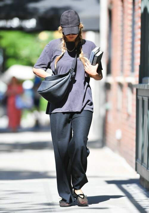 Jennifer Lawrence goes casual as she takes son Cy out for a walk after wearing flip flops at Cannes

Jennifer Lawrence goes casual as she takes son Cy out for a walk in NYC… after she made a splash by wearing flip flops with her red gown at Cannes

Jennifer Lawrence is back in mom mode after her glamorous moment at the Cannes Film Festival.

The Hunger Games star, 32, was spotted back in New York City on Saturday morning as she spent some quality time with her son Cy, one.

She cut a casual figure in a pair of loose black cotton pants and a baggy blue T-shirt as she pushed the little boy in his stroller on a walk.

The actress covered up her long blond hair with a black ball cap, and she wore classic black Adidas trainers.

Jennifer, who shares Cy with her husband Cooke Maroney, wore air pods in her ears as she pushed the stroller her adorable toddler.

Mom mode: Jennifer Lawrence is back in mom mode after her glamorous moment at the Cannes Film Festival. She took a walk in NYC with her son Cy, one, on Saturday

Her outing comes after she stunned at Cannes in a red gown with very unusual footwear.

The Silver Linings Playbook actress was at Cannes for the premiere of the film Anatomy of a Fall.

She looked gorgeous in a long red gown featuring an A-line skirt and a long train with a surprising twist — she wore black flip flops.

The unconventional pairing of a high fashion gown and simple flip flops surprised fans but it really shouldn’t have as the Don’t Look Up actress has a history of tripping and falling.

In fact, her Hunger Games costar Liam Hemsworth hilariously said: ‘She’s terrible at walking. I am constantly surprised by how much she falls down without trying at all,’ during a 2015 appearance on Late Night with Seth Meyers.

The Red Sparrow actress famously tripped and fell at the Oscars in 2013 as she was walking up the steps to accept her Academy Award for Best Actress.

The following year she tripped and fell while walking the red carpet at an event.

Two years later she tripped and lost a shoe as she left a dinner in celebration of her film Silver Linings Playbook in London.

The comfy footwear ensured the No Hard Feelings star wouldn’t face plant at the glamorous event.

Walk: She cut a casual figure in a pair of loose black cotton pants and a baggy blue T-shirt. The Hunger Games star, 32, put a black ball cap on over her long blonde hair

In the upcoming film, Jennifer plays Maddie, a bartender and wanna be Uber delivery driver ‘desperate for cash’ who ‘accepts a Craigslist ad from a couple seeking someone to date their painfully awkward teenage son,’ according to the IMDB synopsis.

Maddie helps the teen Percy (Andrew Barth Feldman) unleash his wild side, introducing him to alcohol, partying, making crude jokes and quipping about sex dolls.

The film marks a return to comedy for the Oscar winner, who has been playing more dramatic roles lately.

No Hard Feelings hits theaters on June 23.

uk-times.com

#JenniferLawrence