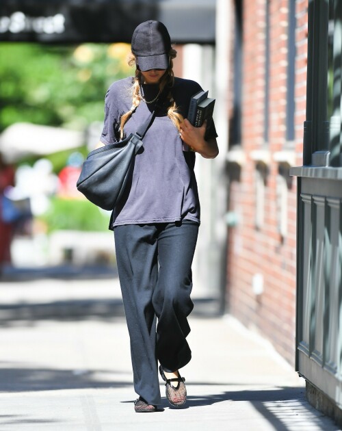 Jennifer Lawrence goes casual as she takes son Cy out for a walk after wearing flip flops at Cannes

Jennifer Lawrence goes casual as she takes son Cy out for a walk in NYC… after she made a splash by wearing flip flops with her red gown at Cannes

Jennifer Lawrence is back in mom mode after her glamorous moment at the Cannes Film Festival.

The Hunger Games star, 32, was spotted back in New York City on Saturday morning as she spent some quality time with her son Cy, one.

She cut a casual figure in a pair of loose black cotton pants and a baggy blue T-shirt as she pushed the little boy in his stroller on a walk.

The actress covered up her long blond hair with a black ball cap, and she wore classic black Adidas trainers.

Jennifer, who shares Cy with her husband Cooke Maroney, wore air pods in her ears as she pushed the stroller her adorable toddler.

Mom mode: Jennifer Lawrence is back in mom mode after her glamorous moment at the Cannes Film Festival. She took a walk in NYC with her son Cy, one, on Saturday

Her outing comes after she stunned at Cannes in a red gown with very unusual footwear.

The Silver Linings Playbook actress was at Cannes for the premiere of the film Anatomy of a Fall.

She looked gorgeous in a long red gown featuring an A-line skirt and a long train with a surprising twist — she wore black flip flops.

The unconventional pairing of a high fashion gown and simple flip flops surprised fans but it really shouldn’t have as the Don’t Look Up actress has a history of tripping and falling.

In fact, her Hunger Games costar Liam Hemsworth hilariously said: ‘She’s terrible at walking. I am constantly surprised by how much she falls down without trying at all,’ during a 2015 appearance on Late Night with Seth Meyers.

The Red Sparrow actress famously tripped and fell at the Oscars in 2013 as she was walking up the steps to accept her Academy Award for Best Actress.

The following year she tripped and fell while walking the red carpet at an event.

Two years later she tripped and lost a shoe as she left a dinner in celebration of her film Silver Linings Playbook in London.

The comfy footwear ensured the No Hard Feelings star wouldn’t face plant at the glamorous event.

Walk: She cut a casual figure in a pair of loose black cotton pants and a baggy blue T-shirt. The Hunger Games star, 32, put a black ball cap on over her long blonde hair

In the upcoming film, Jennifer plays Maddie, a bartender and wanna be Uber delivery driver ‘desperate for cash’ who ‘accepts a Craigslist ad from a couple seeking someone to date their painfully awkward teenage son,’ according to the IMDB synopsis.

Maddie helps the teen Percy (Andrew Barth Feldman) unleash his wild side, introducing him to alcohol, partying, making crude jokes and quipping about sex dolls.

The film marks a return to comedy for the Oscar winner, who has been playing more dramatic roles lately.

No Hard Feelings hits theaters on June 23.

uk-times.com

#JenniferLawrence