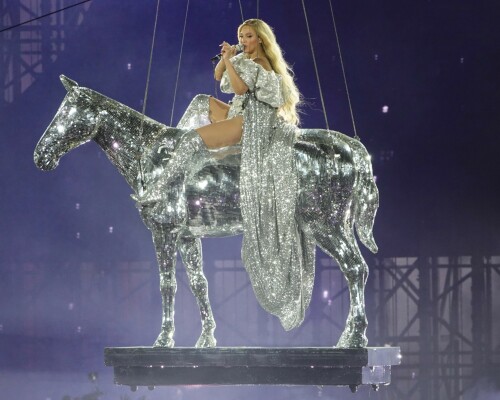 Beyonce | performs onstage during the RENAISSANCE WORLD TOUR - September 1, 2023

BEYONCÉ - RENAISSANCE WORLD TOUR at the SoFi Stadium in Inglewood, CA - September 1, 2023

Beyoncé lays claim to the throne at SoFi Stadium

The Renaissance has reached Los Angeles.

Four months after it launched in Europe and immediately took over social media, Beyoncé’s blockbuster Renaissance world tour begins a sold-out, three-night stand at Inglewood’s SoFi Stadium on Friday. The pop superstar’s first solo outing since the Formation tour in 2016, Beyoncé’s latest live spectacle comes behind last year’s “Renaissance” album, her loving and meticulous ode to the Black and queer pioneers of half a century’s worth of dance music.

Reports from the road promise a high-tech, costume-heavy 2½-hour show in which the singer — after warming up with a series of R&B ballads — performs the songs from “Renaissance” in order with older tunes and covers interspersed among them. Close followers of the tour on TikTok also know to look out for onstage appearances by Beyoncé’s 11-year-old daughter, Blue Ivy, and for the so-called mute challenge, in which the crowd is supposed to go silent at a particular point in the song “Energy.” (Another recurring feature: Beyoncé’s husband, Jay-Z, who’s been spotted in the audience at more than a few gigs alongside the likes of Paul McCartney, Frank Ocean, Lizzo, Ariana Grande, Selena Gomez, Dua Lipa and Megan Thee Stallion.)

The SoFi dates, which come as the tour enters its final weeks — and as its gross proceeds approach a half-billion dollars, according to Billboard — could prove especially splashy: Ahead of her 42nd birthday on Monday, Beyoncé has asked concertgoers to wear their “most fabulous silver fashions” to celebrate “Virgo season together in the house of chrome.”

The Times’ Mikael Wood and August Brown are at SoFi for opening night and will provide live updates from the show as it happens.

7:15 p.m. Greetings from the (very) early shift at SoFi, where CeCe Peniston is pumping on the sound system and everyone seems to have obeyed Bey’s command to wear silver in honor of her triumphant Virgo season. I heard war stories of hours-long traffic jams for Taylor Swift’s Eras shows, so I took Metro to the stadium, which was relatively smooth sailing on the 212 bus. So far, the mood is pretty composed, but once all those fans’ tequila shots from the street vendors kick in (will we get “Drunk in Love” on this stop?), it’ll ramp up in short order. — August Brown

7:55 p.m. There’s no formal opener on the Renaissance tour, but there is a warm-up act for the Club Renaissance portion of the show: DJ Khaled, who made an extremely loud entrance with “All I Do Is Win.” Nice to see a guy so used to yelling his own name take a more humble billing. — A.B.

8:02 p.m. Can confirm the parking for Renaissance is just as nightmarish as the parking for Eras was! But traffic is far too boring a subject to dwell on as I walk into SoFi amid the beautifully silver-bedecked masses. Between recent gigs by Taylor, Morgan Wallen and Metallica, I feel like I’ve spent as much time in this building this summer as I have anywhere else in L.A. But no other fans can come close to matching the outfits on display tonight. — Mikael Wood

8:14 p.m. DJ Khaled brought a friend with him: 2 Chainz, who just popped out to do his songs “Watch Out” and “I’m Different” and to tell anyone with a birthday that we are most definitely celebrating tonight. Wonder if this cameo portends a special guest or two during Beyoncé’s set… — M.W.

8:22 p.m. As Khaled would say, ANOTHER ONE: Now Wiz Khalifa’s here, zipping through “Young, Wild & Free” and “See You Again.” (Alas, no Charlie Puth.) — M.W.

8:28 p.m. We’re still in the pregame portion, but now it’s local hero Roddy Ricch doing “The Box.” If you’re a rapper with a night off in L.A. and you’re not up here, it might be personal. — A.B.

8:30 p.m. Best silver outfits glimpsed so far: a guy in a glittery mariachi suit, a lady dressed as an alien superstar and a dude in full chain mail. — M.W.

8:36 p.m. When was the last time you listened to “Bad and Boujee”? If you’re at the Beyoncé show, you’re hearing it now: Offset just dropped in to rap the 2016 Migos hit with DJ Khaled. What a song. — M.W.

8:41 p.m. Lil Wayne just rolled up in a bucket hat and giant shorts like a true Zoomer. He was having some mic trouble and didn’t quite get off a full verse before departing. Still, it’s a great Bey bait and switch — why have one opener when you can have everyone open? — A.B.

8:42 p.m. This cavalcade of stars feels almost vulgar in its over-the-topness. Makes you proud to be an Angeleno. — M.W.

8:44 p.m. They’re tearing down Khaled’s rig. Countdown to Renaissance begins now. — A.B.

8:53 p.m. The lights have dimmed and we are approaching Bey o’clock. — M.W.

9:00 p.m. And ... it’s Beyoncé, in ballad mode out of the gate. She’s starting with “Dangerously in Love 2” with an all-silver backing band on a tall riser. No insane outfits, no fireworks, just a statement of intent that this is going to be a long ride, so get cozy. — A.B.

9:01 p.m. Man, can Beyoncé sing. I love the flex of opening the show with a vocal showcase like this. It’s like she’s saying: Yes, we’re gonna have a great time tonight, but first let me remind you of what I learned to do before you had any idea who I was. — M.W.

9:03 p.m. “Flaws and All” is next up. “I’m a train wreck in the morning,” she sings, absolutely perfectly, obviously. We knew this going in, but I love that this show starts on a very slow simmer before the rave. — A.B.

9:04 p.m. Two songs in and this band is cooking. — M.W.

9:07 p.m. Shout-out to Bey’s very pregnant trumpet player in a cropped top! — A.B.

9:10 p.m. Beyoncé has taken her seat atop a grand piano and is singing the ever-loving stuffing out of “1+1.” The riffs. The runs. The mic control! Truly a master. — M.W.

9:17 p.m. It’s easy to admire Beyoncé’s pace-setting fashion in a magazine shoot or music video, but wow, Shiona Turini and crew really saw this through down to the last stitch. We’ve barely even started, but it’s a whole new tier of care into these chrome and gold get-ups. — A.B.

9:19 p.m. Bey dedicates a slow roll through “River Deep, Mountain High” to the late Tina Turner, whom she calls “one of my biggest inspirations.” — M.W.

9:22 p.m. The ballads are finished; the club awaits. — M.W.

9:28 p.m. There’s a big camera rig on wires circling the stage and crowd; looks like the rumors of a concert doc being filmed may have some legs. — A.B.

9:30 p.m. The “Renaissance” portion of the evening opens with the album’s opener, “I’m That Girl,” and the way Beyoncé is toying with the song’s rhythms — stretching, shortening — let’s you know we’re in for a workout. — M.W.

9:31 p.m. Bey is in a resplendent Philosophy di Lorenzo Serafini pink coat that could protect one from the most fabulous winter storm. — A.B.

9:33 p.m. “Cozy” — what a wonderfully insane word to build a song around. — M.W.

9:35 p.m. Different kind of physical performance from Bey on this tour. She’s a magnificent dancer, one of the best in music, but she’s also not afraid to pout and roll around on a pile of mattresses and let her crew contort. She’s having a blast. — A.B.

9:36 p.m. Something the endless TikToks from the Renaissance tour don’t prepare you for is how delightfully campy the I-woke-up-like-this sequence from “Alien Superstar” is. A+ comedy. — M.W.

9:37 p.m. “Alien Superstar”: It’s the “Sailor Moon” meme IRL! — A.B.

9:42 p.m. Here come Les Twins, the dancing French brothers who lend an uncanny, ultra-athletic sidecar to Bey’s main course. — A.B.

9:54 p.m. Now we’re into “Cuff It” with the full band, and it’s all slap bass and hot-pink corsets and exuberant ‘70s vibes. She’s brought out a killer horn section, wearing P-Funk space suits. — A.B.

9:55 p.m. Very moved by the deep musician-liness of this show. “I’m a seasoned professional,” she sings in “Cuff It,” and how many pop superstars are out here emphasizing their onstage experience? — M.W.

9:56 p.m. She just hit the big “Everybody on Mute” moment of “Energy,” and you better believe no one dared move or made a sound. Pretty cool to hear absolute silence in a packed stadium. — A.B.

9:58 p.m. Seems too depressing to get into right now, but we should probably think about how “Break My Soul” — with its screw-the-paymasters message — softened the ground for “Rich Men North of Richmond.” :( — M.W.

10:07 p.m. Sorry, Bob Dylan: Let’s take a minute here to commend what has to be history’s largest gaucho hat on Beyoncé’s head as she starts “Formation.” — M.W.

10:08 p.m. Hope everyone took notes during the roll call of “Break My Soul,” as Lizzo returned to tonight’s lineup. Wonder what Zoomers will make of “Mississippi Goddam” and “Pull Up to the Bumper” after they get home tonight and do some Googling. — A.B.

10:11 p.m. Blue Ivy Carter’s entrance during “Run the World (Girls)” gets a deafening cheer from the crowd. — M.W.

10:16 p.m. As a parent of children older than 11-year-old Blue Ivy, can very much relate to the moment Beyoncé is taking here to soak in the adulation for her daughter. What a wild summer internship. — M.W.

10:18 p.m. Pretty wild that rapping is, like, the fifth-best thing Beyoncé does when she’s onstage, but here comes “Savage” and she’s spitting absolute flames. — A.B.

10:19 p.m. We forgot to mention that Bey is doing all this on … a tank? — M.W.

10:26 p.m. After a costume change, we are back with “Church Girl.” Says Beyoncé, “If this is your song, I wanna give you permission to go crazy.” — M.W.

10:31 p.m. Has anyone ever sung a Frankie Beverly and Maze song at SoFi Stadium before? Beyoncé, and tens of thousands of fans, are doing it now on her cover of “Before I Let Go.” — M.W.

10:35 p.m. Bey’s singing “Rather Die Young” from “4” dressed like she’s about to hit the pool in Palm Springs. Love to hear a ballad about not making it to old age without your man, now sung on the other side of 40 surrounded by your family onstage. — A.B.

10:40 p.m. The crowd taking over “Love on Top” from Beyoncé as the song goes through its increasingly delirious key changes? Top 10 concert experience. — M.W.

10:51 p.m. What could be a more sumptuous setting for “Plastic Off the Sofa” than the inside of a three-story opalescent clamshell? Bey took it from there right into “Virgo’s Groove,” one of the spiritual centerpieces of the tour and the reason for all the silver in the crowd. — A.B.

10:55 p.m. Shout out to Syd of the Internet, the talented L.A. native who co-wrote and co-produced “Plastic Off the Sofa,” and who’s been making beautiful and wily soul music on a smaller scale in this town for close to a decade. — M.W.

10:58 p.m. Before “Heated,” Beyoncé asks how many concertgoers brought fans to the show — then advises folks to use them. — M.W.

11:07 p.m. She’s back from a break with “Thique” and has made the dancers essentially run a live barre class across a horizontal railing. From my very limited experience in such a setting, that’s a brutal turn this late in the set, but they’re handling it with aplomb. — A.B.

11:14 p.m. “I’m gonna need y’all’s help with this one,” Beyoncé says, and that’s the cue for “Drunk in Love,” a rarity on the Renaissance tour that’s throbbing throughout SoFi right now, as the singer ascends on a platform surrounded by sparks. — M.W.

11:22 p.m. If “America Has a Problem,” Beyoncé is here to tell you about it behind the prop desk at her KNTY4 NEWS stage rig, dressed in a menacing-looking Mugler bee helmet. — A.B.

11:28 p.m. As the show approaches its finale, Beyoncé dedicates “Pure/Honey” — with a bit of “Blow” — to “the legendary Beyhive.” — M.W.

11:32 p.m. Totally virtuosic ballroom circle happening with all the backup dancers during “Pure/Honey,” replete with death drops and some of the sauciest vogueing of the whole night. — A.B.

11:36 p.m. And now we have Beyoncé asking us to take a screenshot as she emerges astride an enormous, beglittered, Bianca-Jagger-at-Studio-54-style horse to sing “Summer Renaissance.” What a show. What a night. — M.W.

11:38 p.m. We’ve known this since Coachella 2018, but she is simply the best live performer working today. — A.B.

Mikael Wood, August Brown - Los Angeles Times

#Beyonce