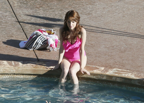 Anna Kendrick in a swimsuit poolside on a film-set in Hawaii - June 11,2015

Pretty In Pink! Anna Kendrick Amazes In One-Piece Swimsuit On Set Of Upcoming Film In Hawaii

Anna Kendrick's beauty was on display Wednesday in Oahu, Hawaii, where the A-list actress relaxed poolside on the set of the upcoming Mike and Dave Need Wedding Dates.

Kendrick's long milky legs were on display as she dipped her feet in the water filming the motion picture, which hits theaters next summer.

The Into the Woods actress shares the screen with hunky Zac Efron in the movie, which is directed by Jake Szymanski.

Kendrick, 29, cuts a booty-ful pose in the hot pink get-up.

The Last Five Years beauty's cleavage stands out in this shot.

#AnnaKendrick