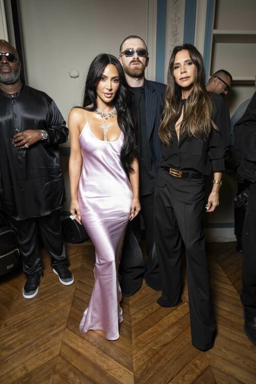 Kim Kardashian & Victoria Beckham at the Victoria Beckham SS24 fashion show during Paris Fashion Week - September 29, 2023

Kim Kardashian and Kris Jenner Opt for Minimalist Glamour in Sleek Slip Dresses at Victoria Beckham’s Spring 2024 Show During Paris Fashion Week

The duo coordinated in pink and black looks inspired by the '90s.

Kim Kardashian made Victoria Beckham‘s spring 2024 show a family affair on Friday in Paris. The reality star and shapewear mogul was accompanied by her mother and “momager,” Kris Jenner.

Kardashian and Jenner coordinated in pink and black Victoria Beckham slip dresses. Kardashian accessorized her plunging frock with diamond necklaces and cocktail rings. Jenner also added on layered diamond necklaces, as well as a leather and shearling jacket.

Kardashian wore her dark tresses in long waves, while her makeup featured soft pink blush and a matching lip. Jenner, meanwhile, sported her trademark dark crop along with black eyeliner, coral blush and a glossy nude lip.

Kardashian and Jenner recently appeared together at This Is About Humanity’s annual gala in late August. The soirée honored Jeff Bezos’ fiancée, Lauren Sánchez, who was recognized for her charitable efforts supporting families separated at the U.S. border.

For the occasion, Kardashian donned a black long sleeve Alaïa maxi dress from the label’s fall 2023 collection. She paired her fashionable frock with high-heeled sock boots and Chanel accessories, which included a gold chain choker and a quilted leather clutch. Jenner also wore Chanel, picking out a white pantsuit lined with pastel feathers from their spring 2023 collection.

Paris Fashion Week started on Sept. 25 and takes place through Oct. 3. Hosted by the Fédération de la Haute Couture et de la Mode, the semiannual event sees the staging of several fashion shows, which are presented to buyers, press and the celebrity set. Designers on this year’s PFW calendar include Valentino, Schiaparelli, Loewe, Alexander McQueen and Nina Ricci.

wwd.com

#KimKardashian #VictoriaBeckham #KrisJenner