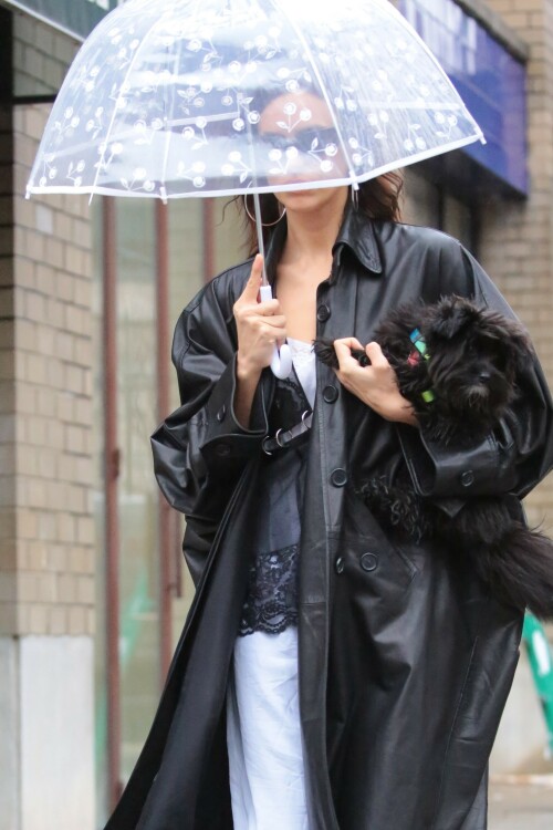 Irina Shayk Goes for Morning Walk with Her Puppy in NYC - 26.01.2024

Irina Shayk is stepping out in style.

The 38-year-old model looked super chic as she carried her dog around for a morning walk on Thursday (January 25) in New York City.

For her morning outing, Irina wore a long black trench coat over a black turtleneck paired with black boots and sunglasses.

Earlier this month, and Irina and and Tom Brady were spotted getting cozy on a quiet dinner date in NYC.

Last month, the two were seen spending time together as they were both in Miami for Art Basel. Back in October, the football legend and the model called it quits after four months of dating.

In a recent interview, Irina shared some rare comments on co-parenting 6-year-old daughter Lea with ex Bradley Cooper.

JustJared

#IrinaShayk